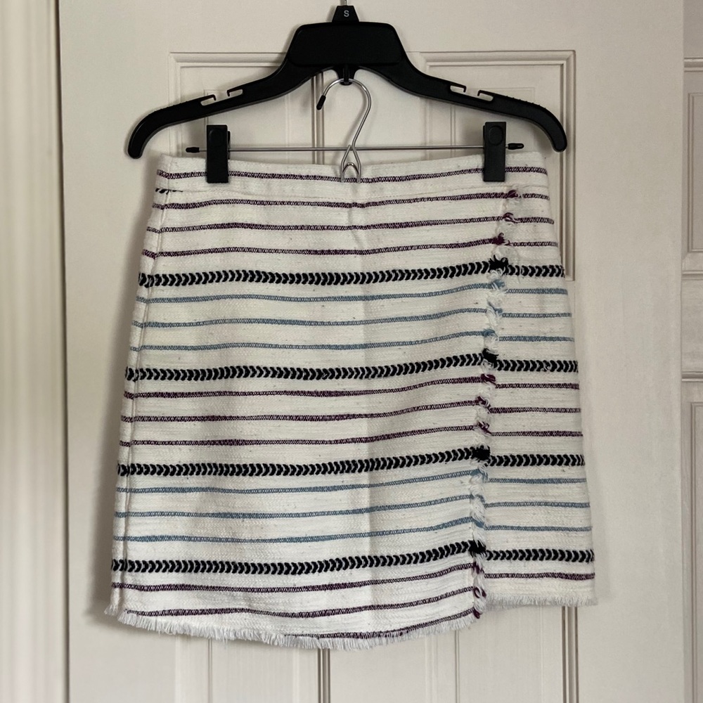 LOFT Cotton Striped Faux Wrap Mini Skirt